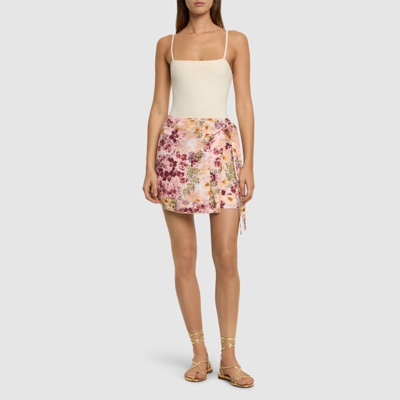 Luna Printed Viscose Mini Wrap Skirt - Picture 1 of 3